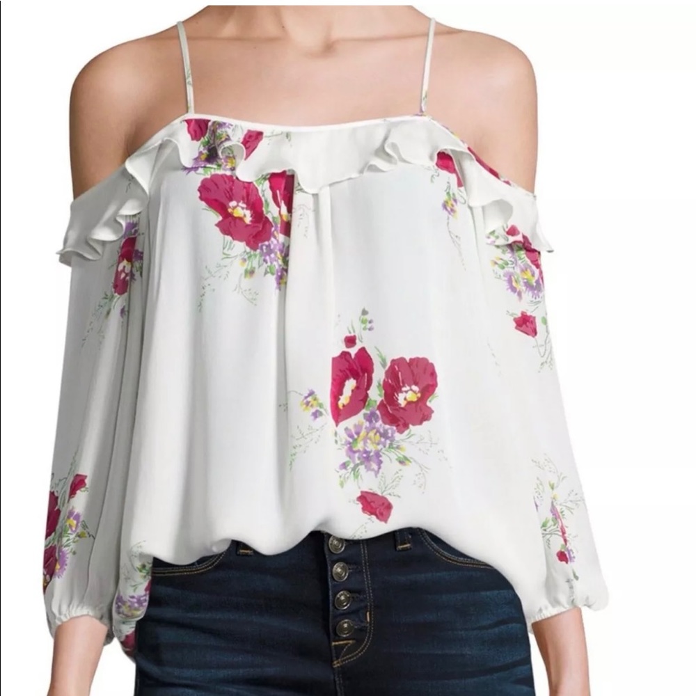 Joie Silk Floral “Cold Shoulder” Top